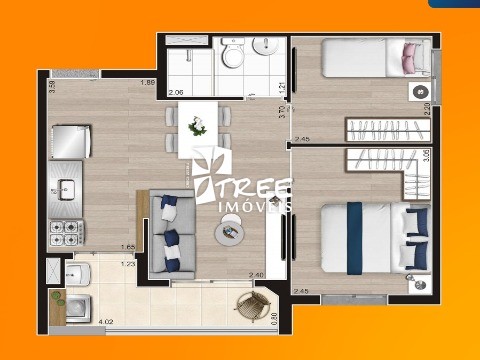 Apartamento à venda com 2 quartos, 43m² - Foto 2