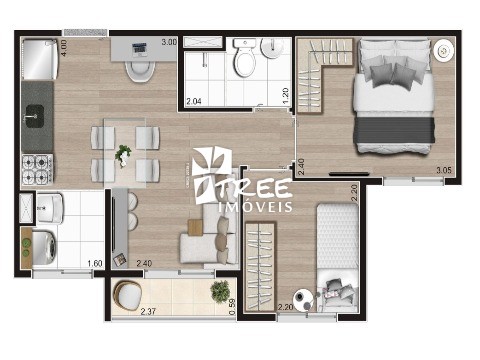 Apartamento à venda com 2 quartos, 37m² - Foto 3