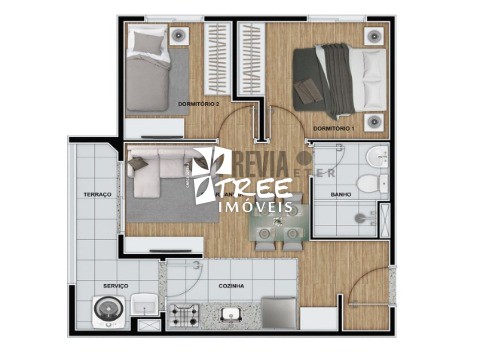 Apartamento à venda com 2 quartos, 42m² - Foto 2