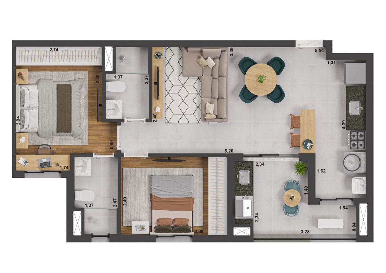 Apartamento - NCLEO AGRCOLA ALPHA - FRANCA AP00808