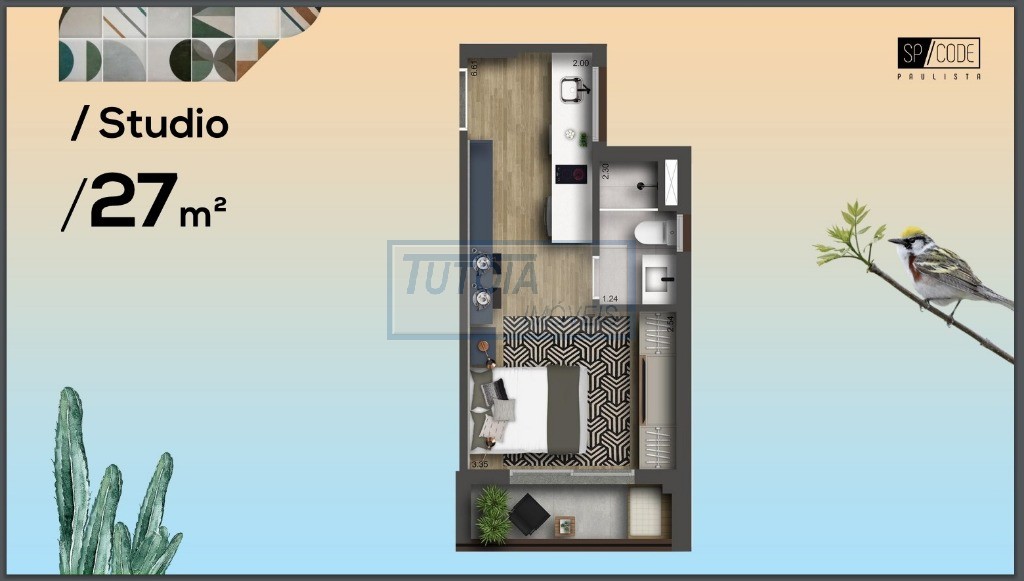 Apartamento à venda com 1 quarto, 24m² - Foto 2