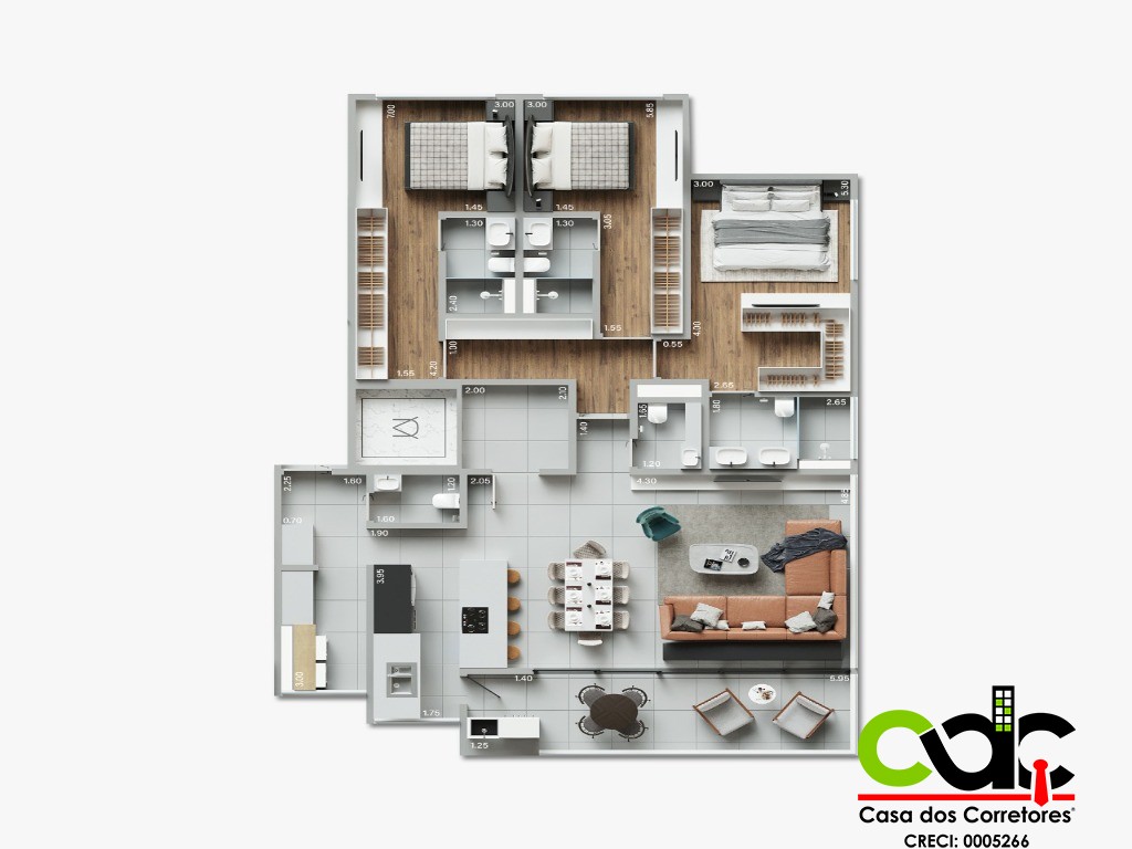 Apartamento à venda com 3 quartos, 160m² - Foto 3