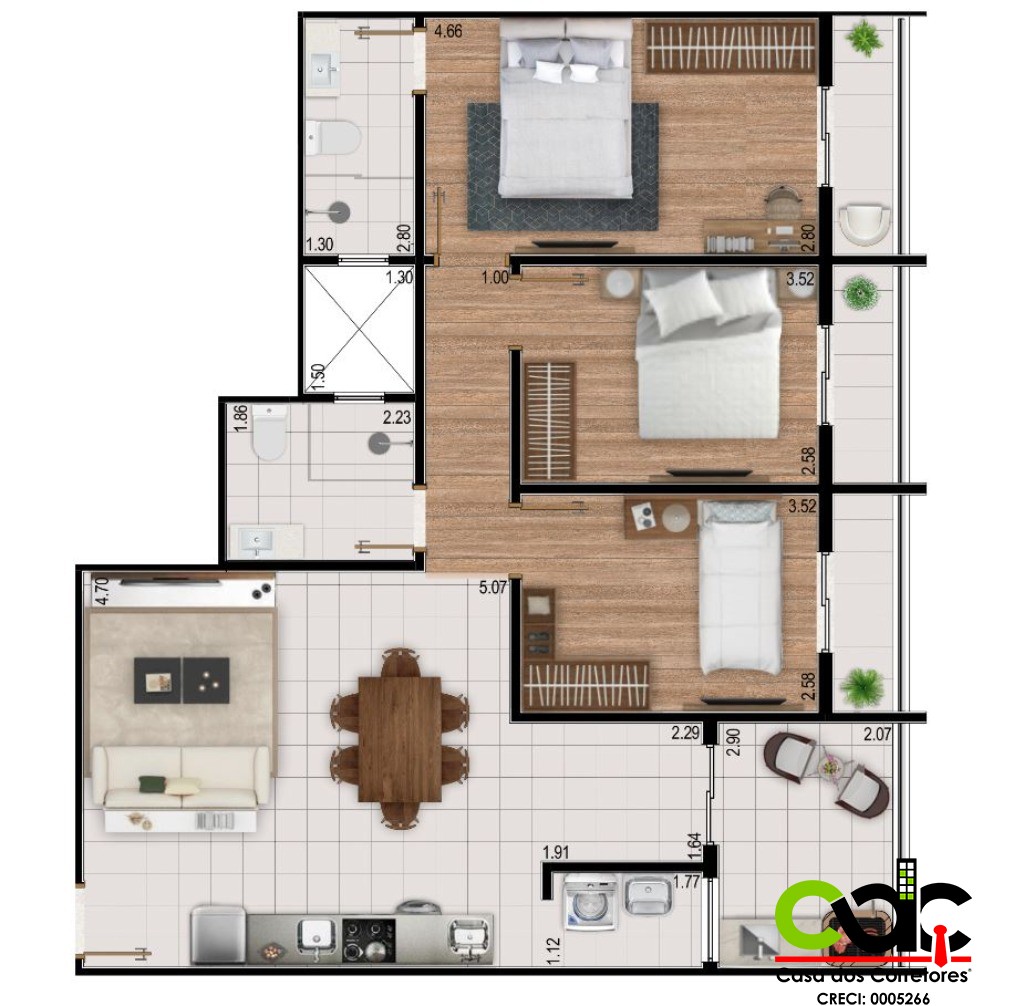 Apartamento à venda com 3 quartos, 85m² - Foto 3