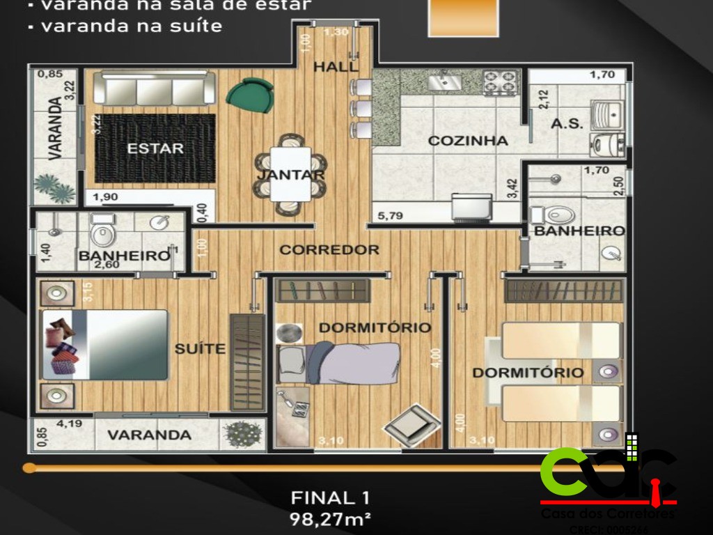 Apartamento à venda com 2 quartos, 98m² - Foto 6