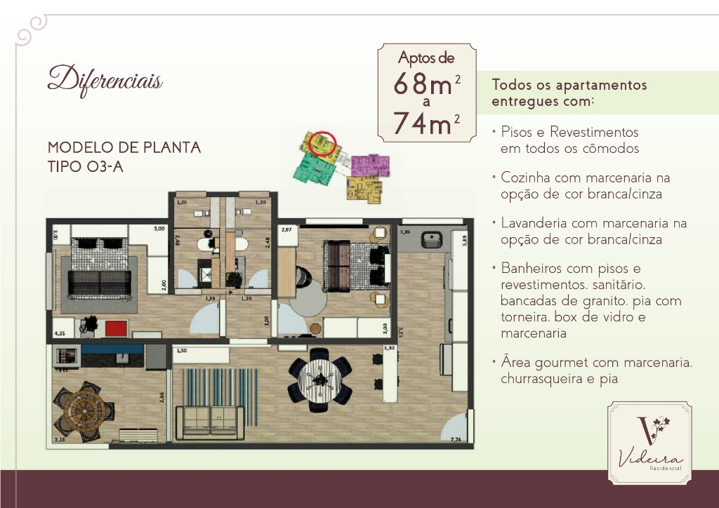 Apartamento à venda com 3 quartos, 73m² - Foto 3