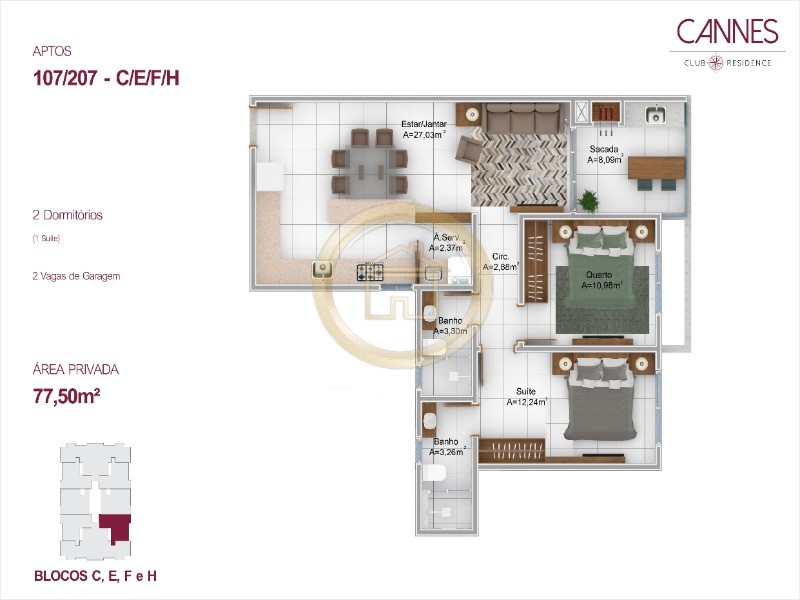 Apartamento à venda com 2 quartos, 80m² - Foto 9