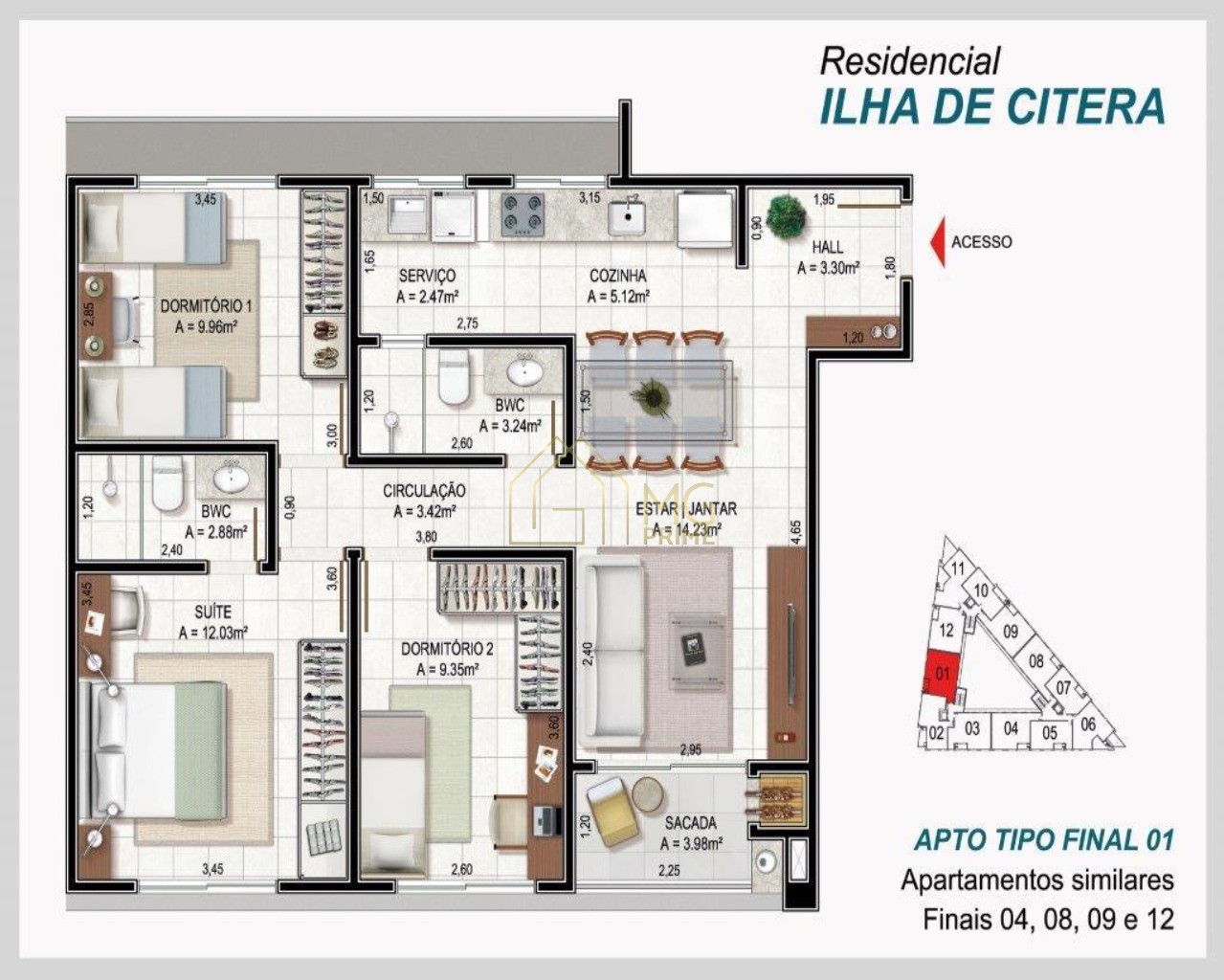 Apartamento à venda com 3 quartos, 81m² - Foto 3