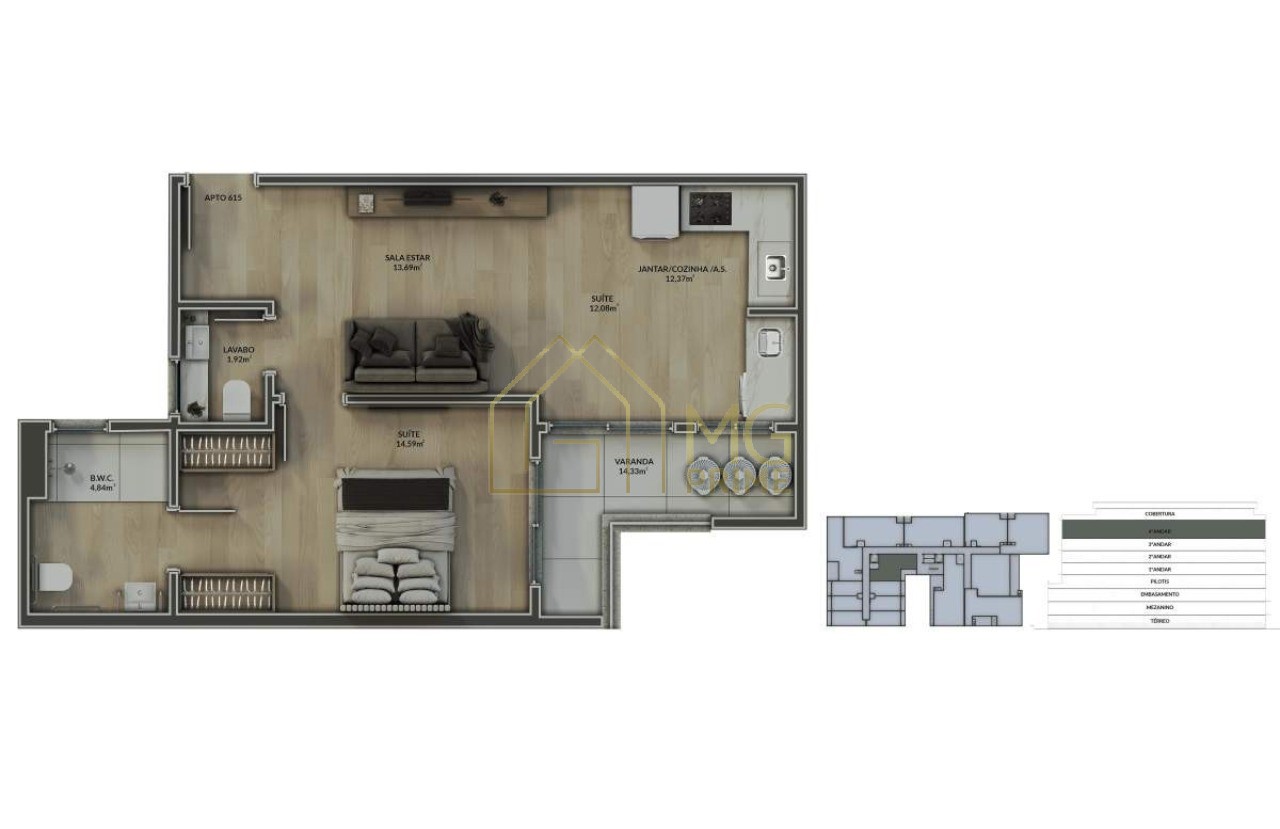 Apartamento, 1 quarto, 62 m² - Foto 18