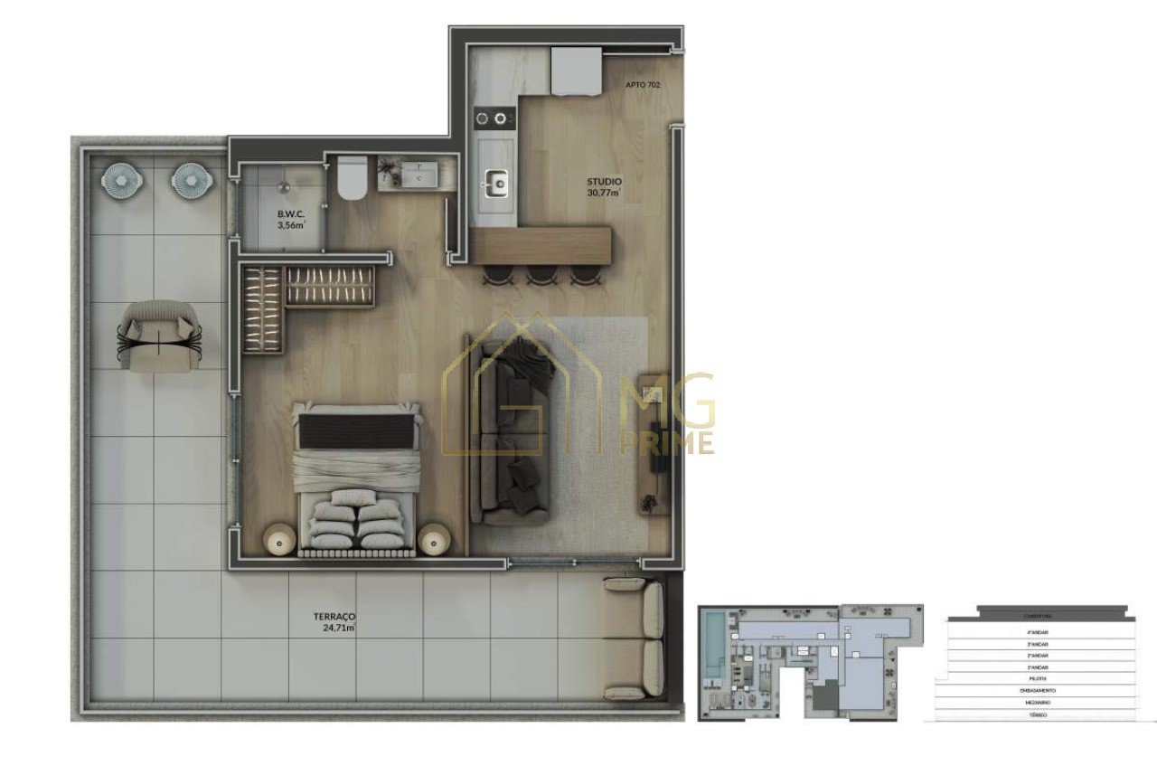 Cobertura, 1 quarto, 54 m² - Foto 19