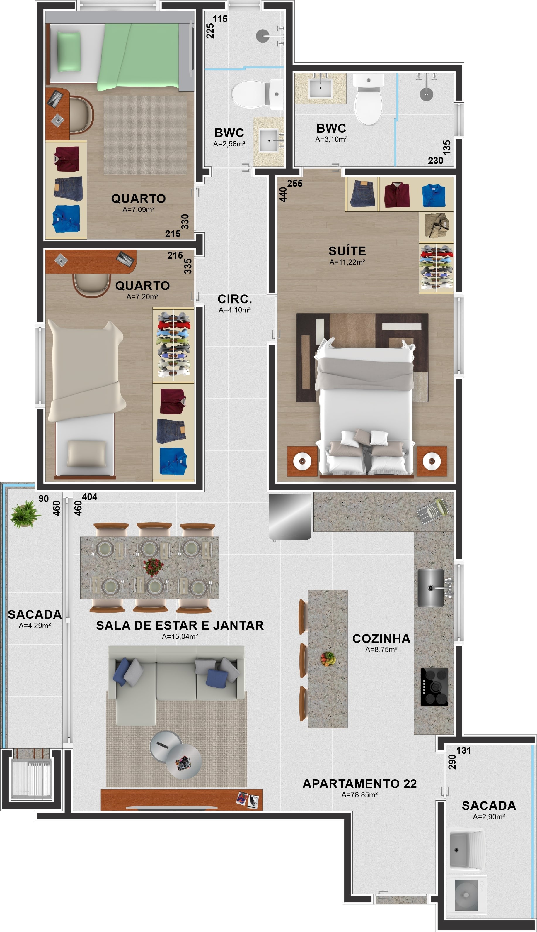 Apartamento à venda com 3 quartos, 78m² - Foto 2