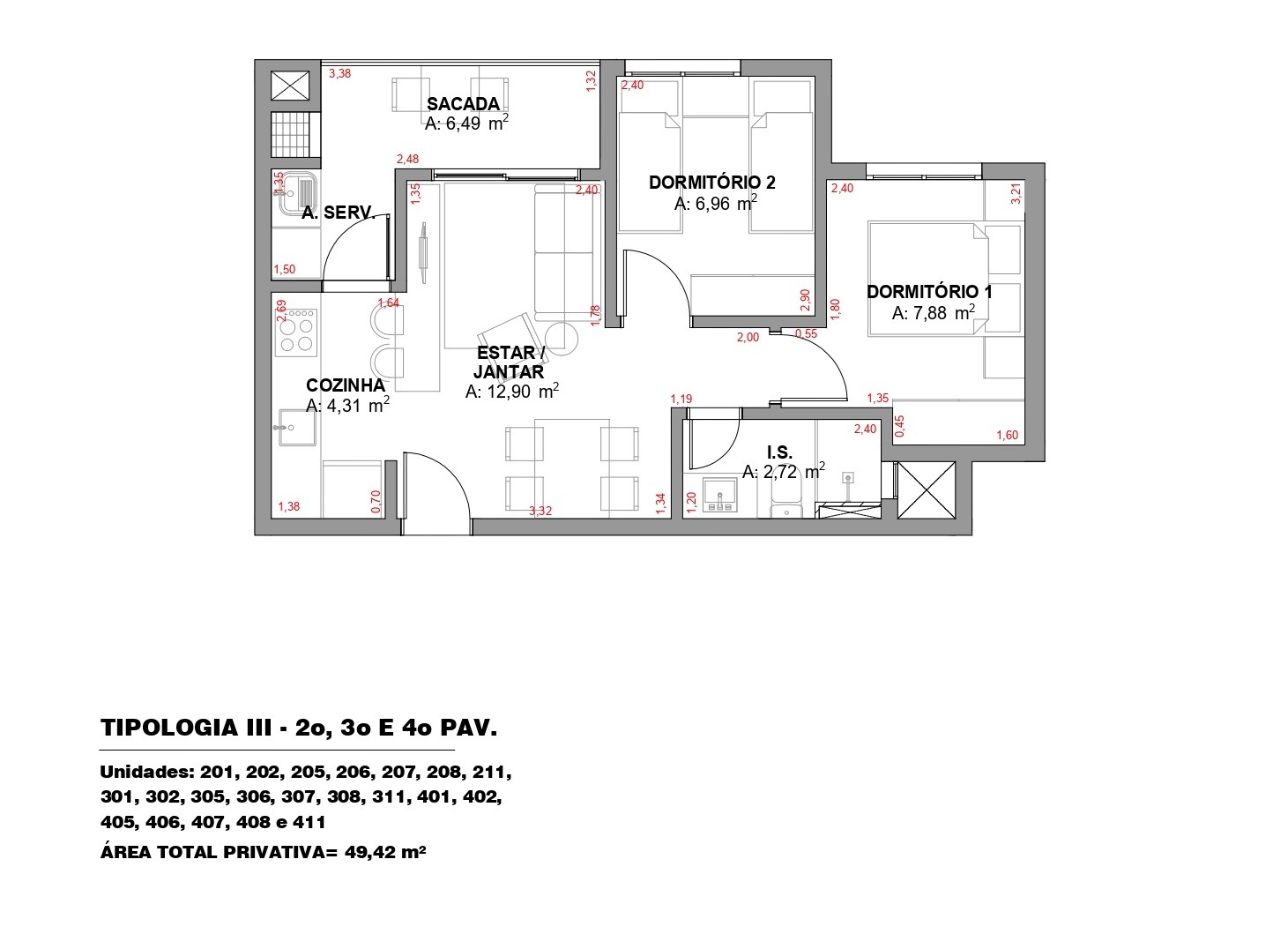 Apartamento à venda com 2 quartos, 49m² - Foto 2