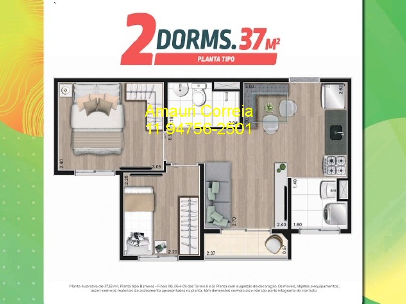 Apartamento à venda com 2 quartos, 37m² - Foto 5