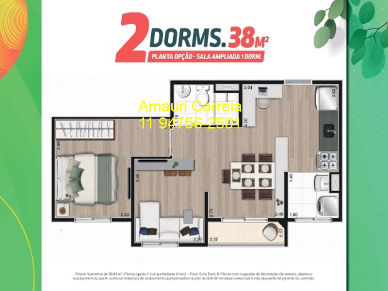 Apartamento, 2 quartos, 37 m² - Foto 2