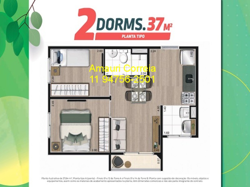 Apartamento à venda com 2 quartos, 37m² - Foto 6