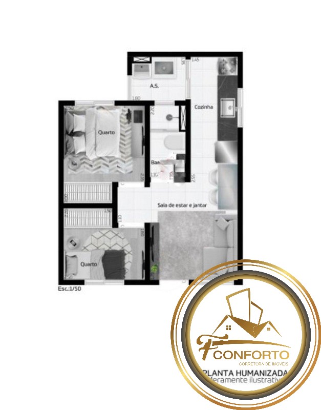 Apartamento à venda com 2 quartos, 36m² - Foto 4