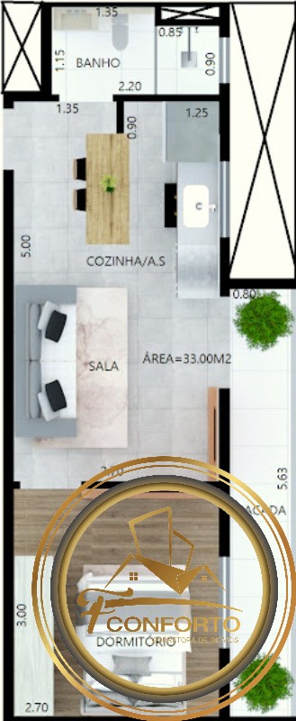 Apartamento à venda com 1 quarto, 33m² - Foto 8