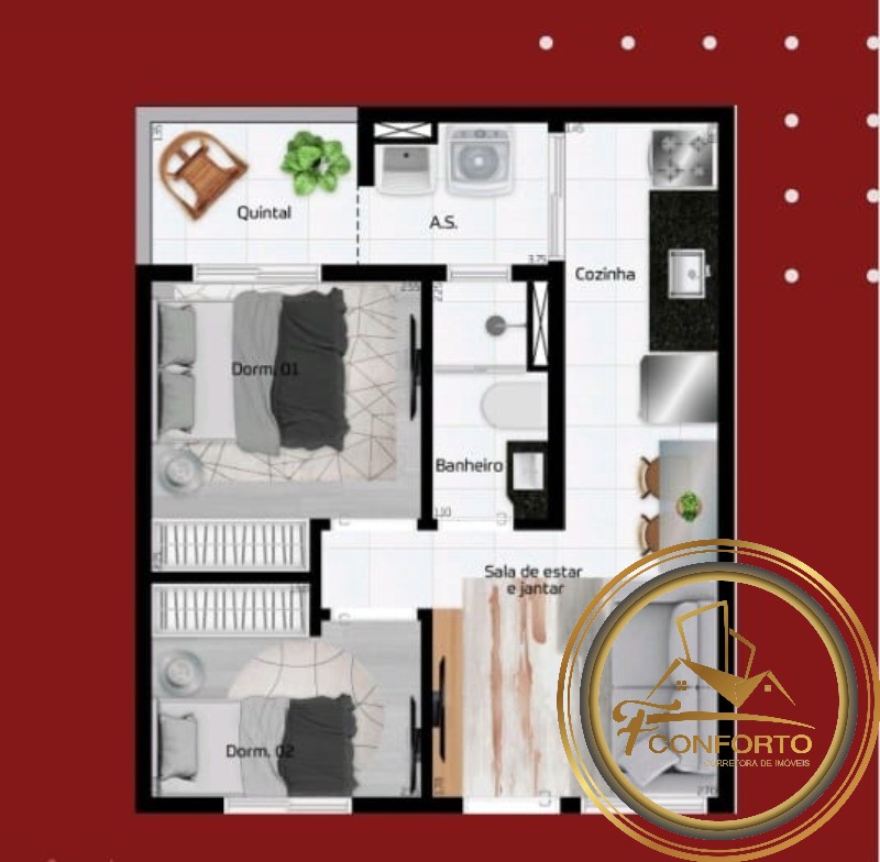 Apartamento à venda com 2 quartos, 36m² - Foto 3