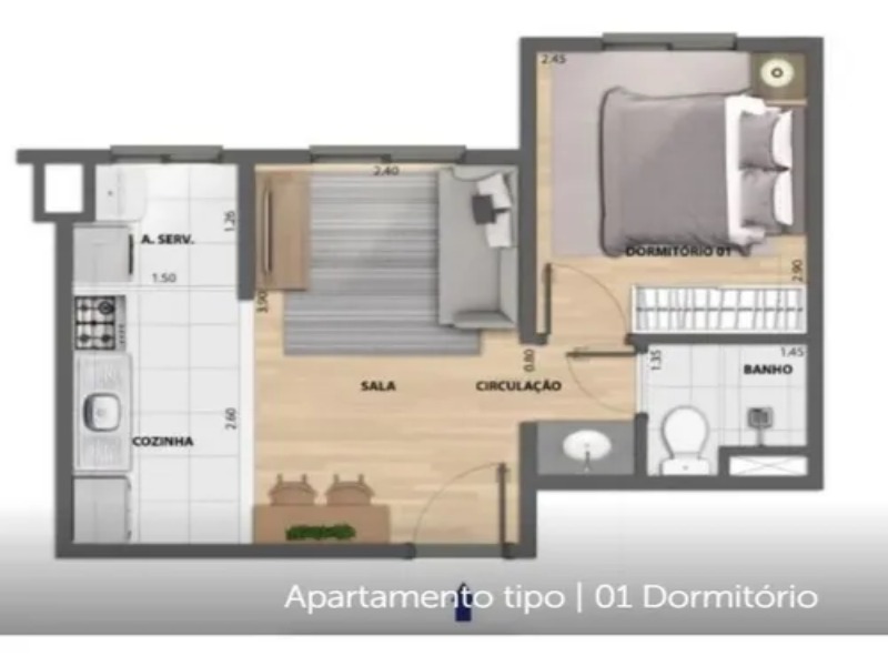 Apartamento à venda com 1 quarto, 30m² - Foto 2