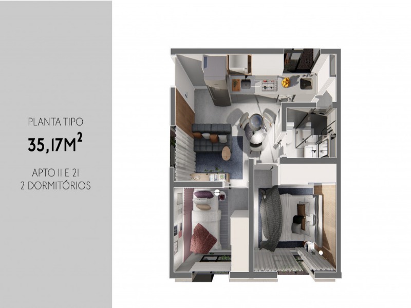 Apartamento à venda com 1 quarto, 35m² - Foto 3