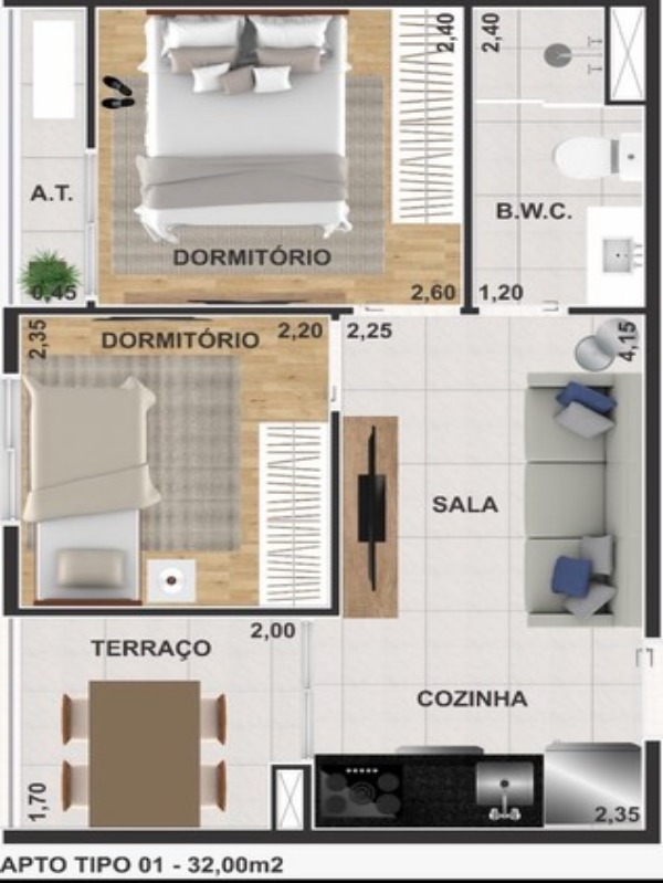 Apartamento à venda com 2 quartos, 32m² - Foto 7