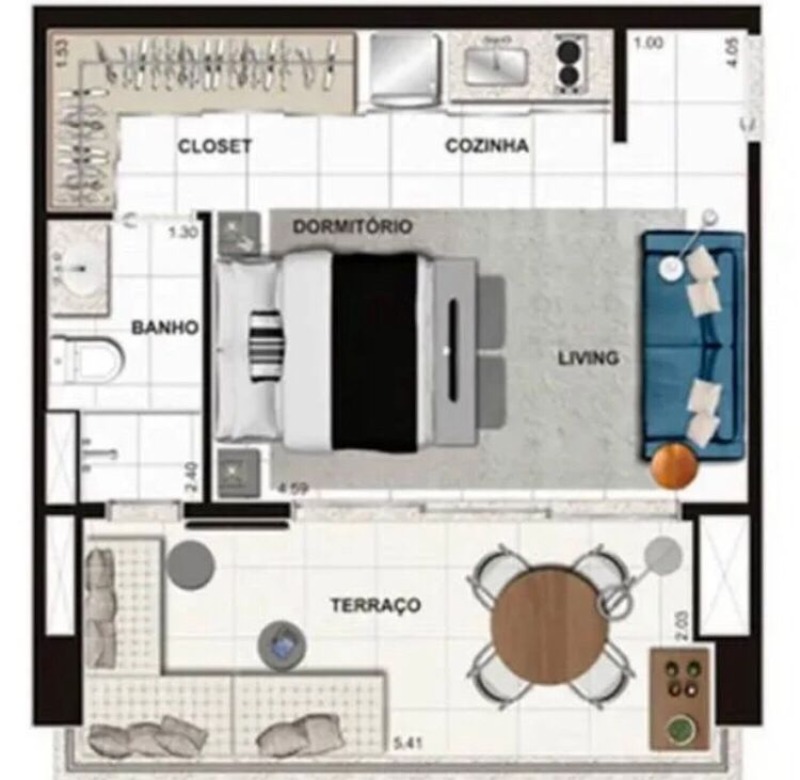 Apartamento à venda com 1 quarto, 41m² - Foto 24