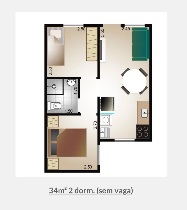 Apartamento, 2 quartos, 34 m² - Foto 16