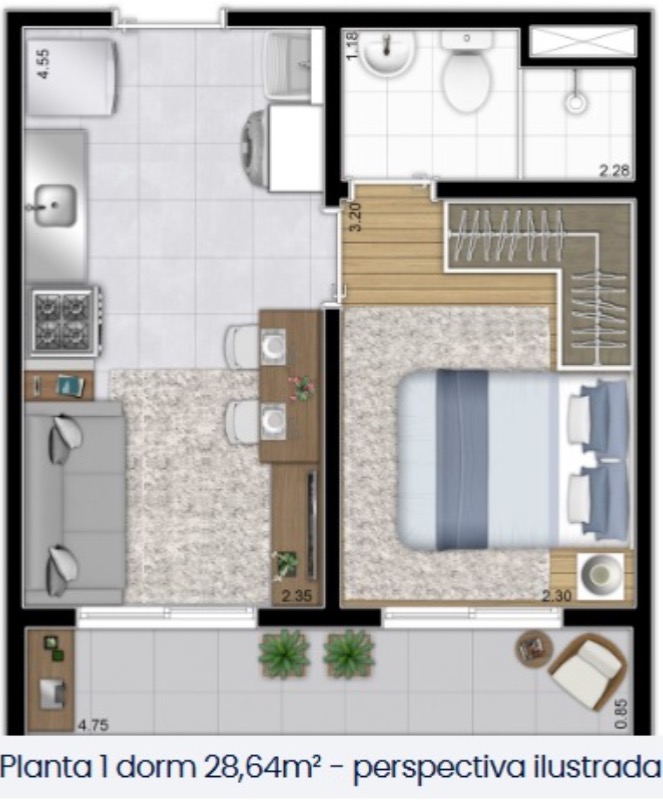 Apartamento, 1 quarto, 28 m² - Foto 9