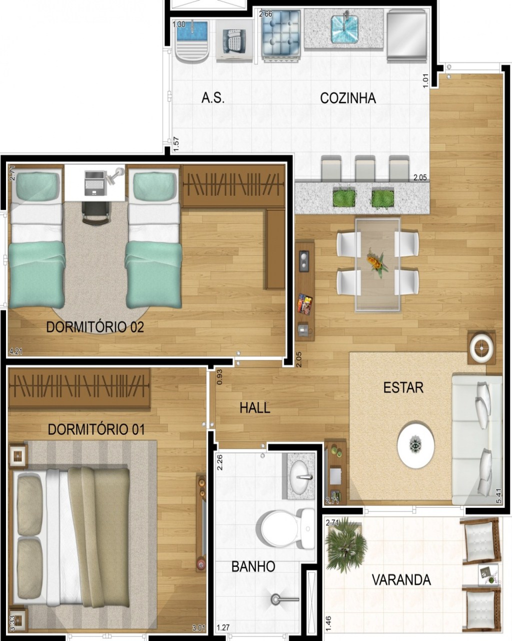 Apartamento à venda com 2 quartos, 57m² - Foto 8