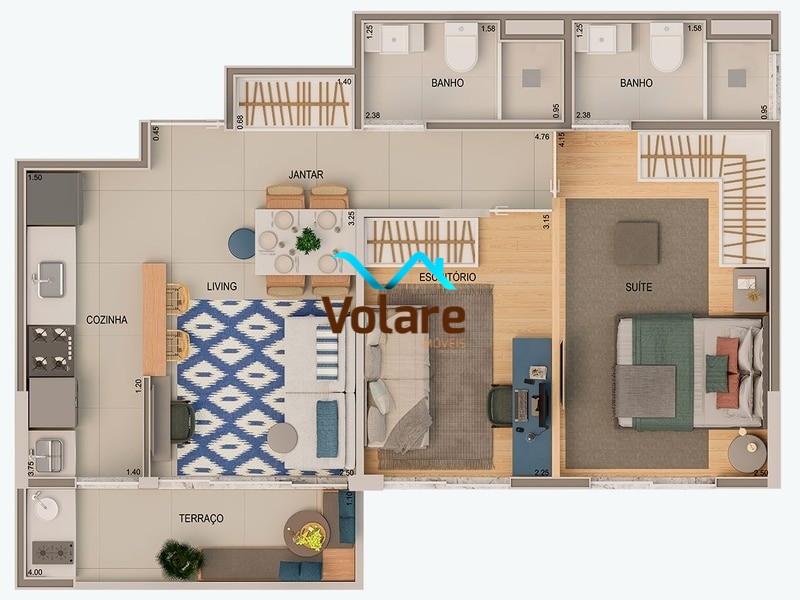 Apartamento à venda com 2 quartos, 52m² - Foto 3