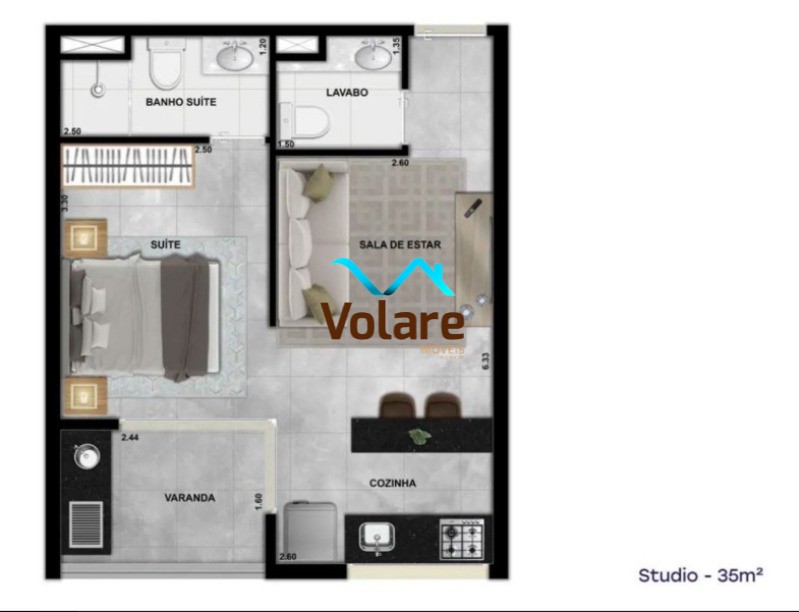 Apartamento à venda com 1 quarto, 35m² - Foto 6