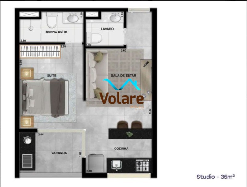 Apartamento à venda com 1 quarto, 35m² - Foto 8