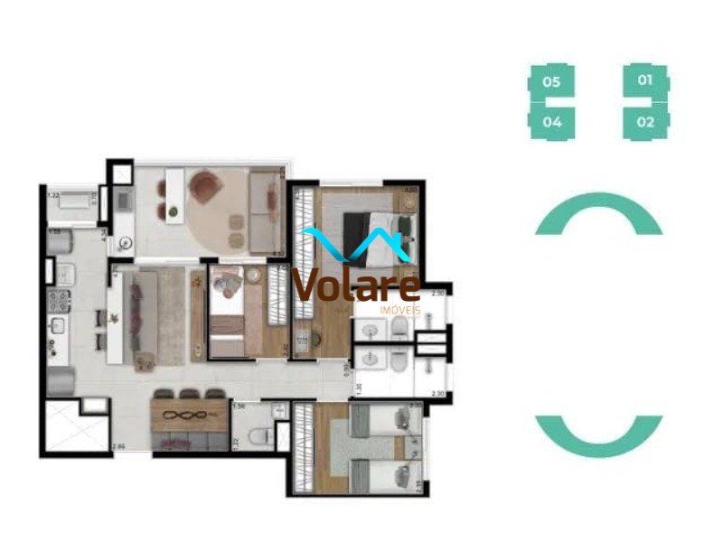 Apartamento à venda com 3 quartos, 78m² - Foto 2