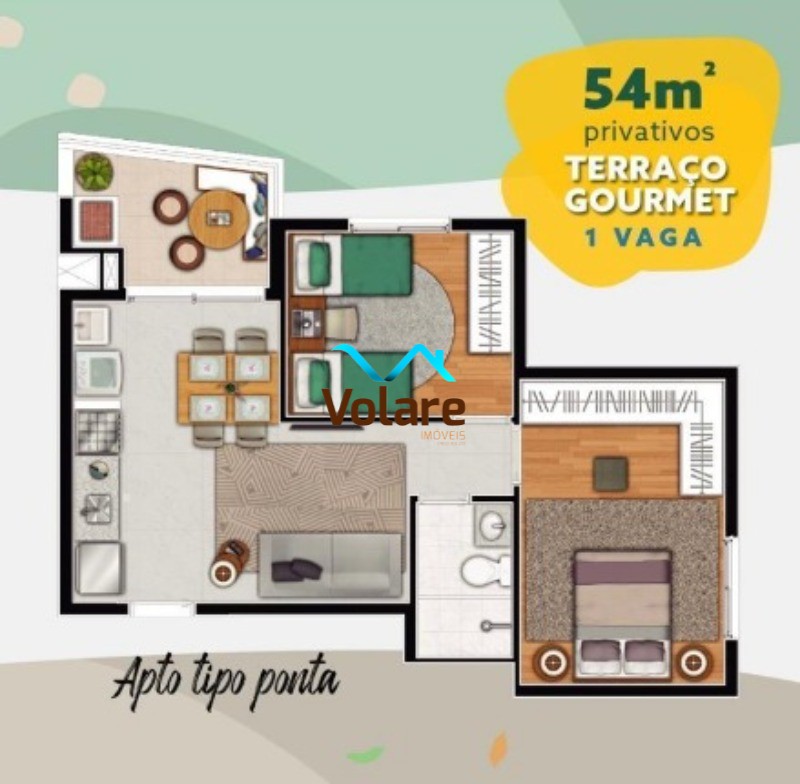 Apartamento à venda com 2 quartos, 54m² - Foto 3