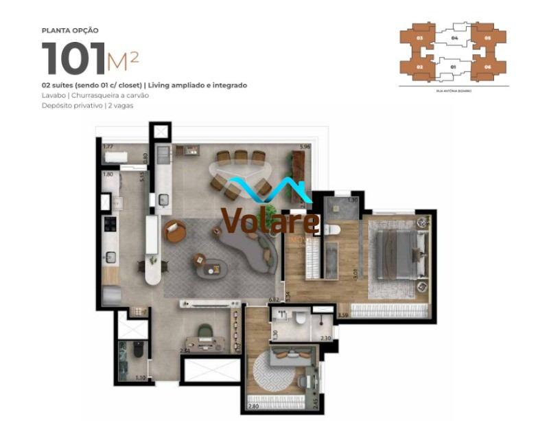 Apartamento à venda com 3 quartos, 101m² - Foto 4