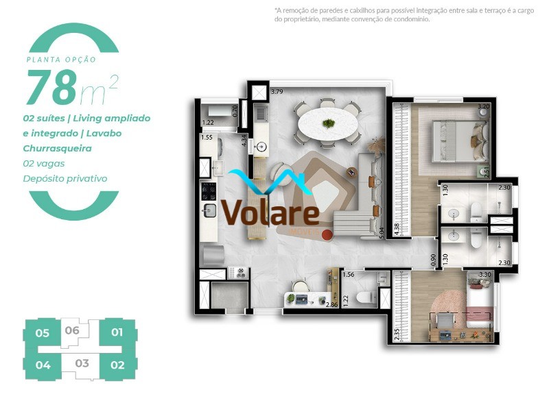 Apartamento à venda com 3 quartos, 78m² - Foto 2