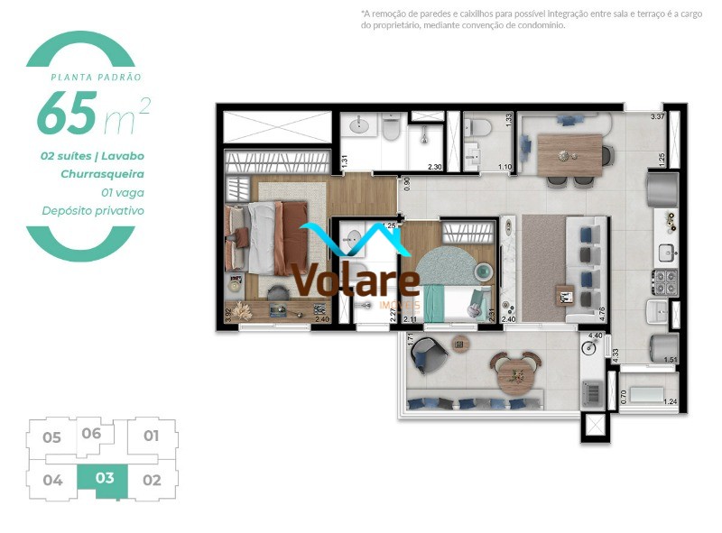 Apartamento à venda com 2 quartos, 65m² - Foto 1