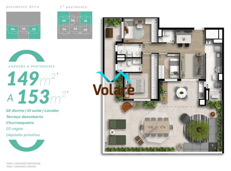 Apartamento à venda com 3 quartos, 150m² - Foto 1