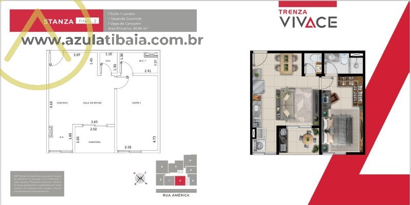 Apartamento à venda com 1 quarto, 46m² - Foto 2