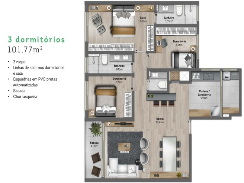 Apartamento, 2 quartos, 66 m² - Foto 8