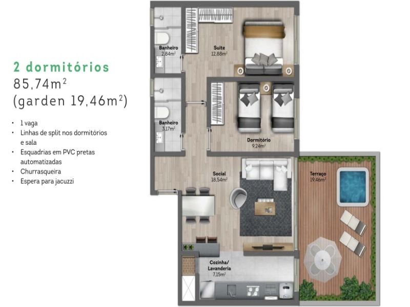 Apartamento, 2 quartos, 66 m² - Foto 9