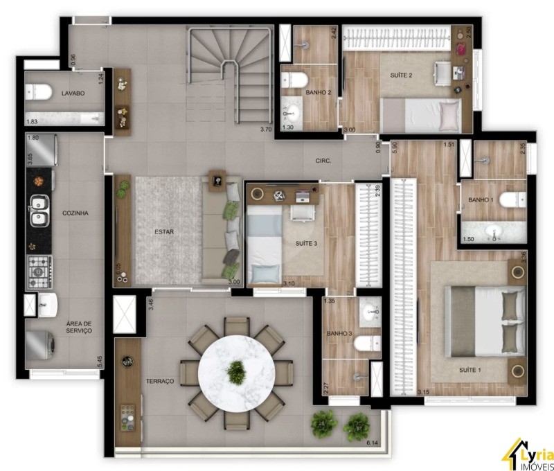 Apartamento à venda com 3 quartos, 237m² - Foto 2