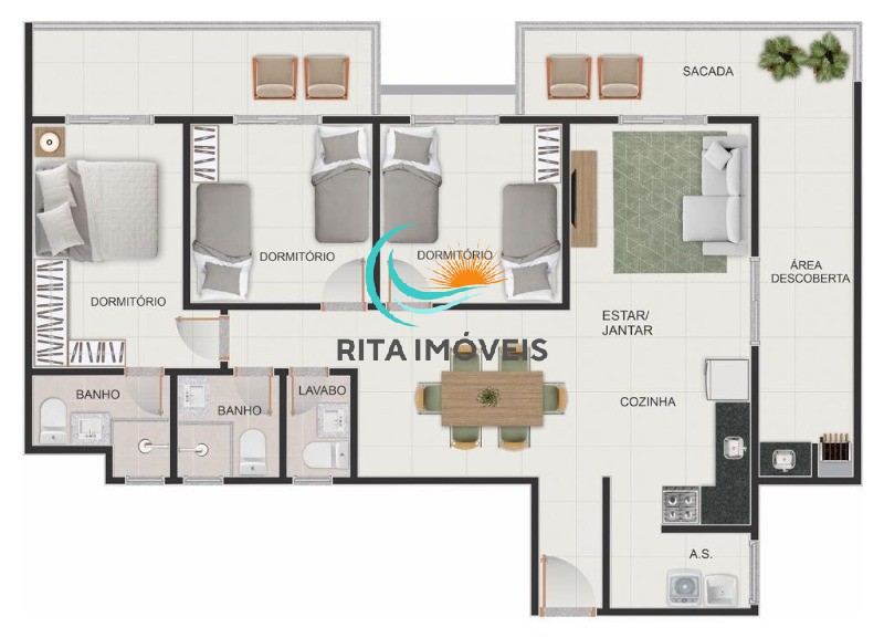 Apartamento à venda com 3 quartos, 104m² - Foto 4