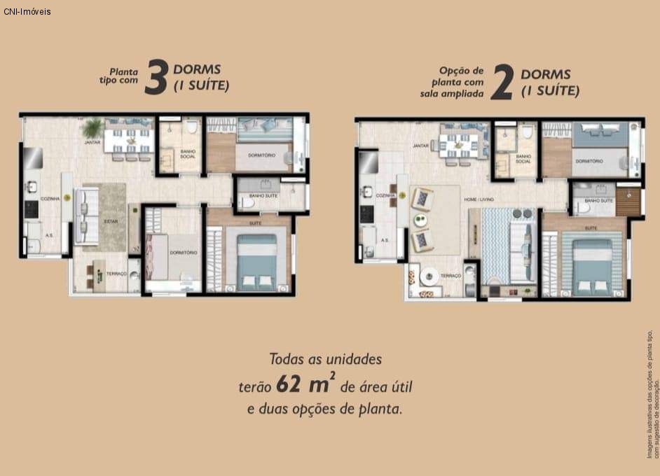 Apartamento à venda com 3 quartos, 62m² - Foto 2