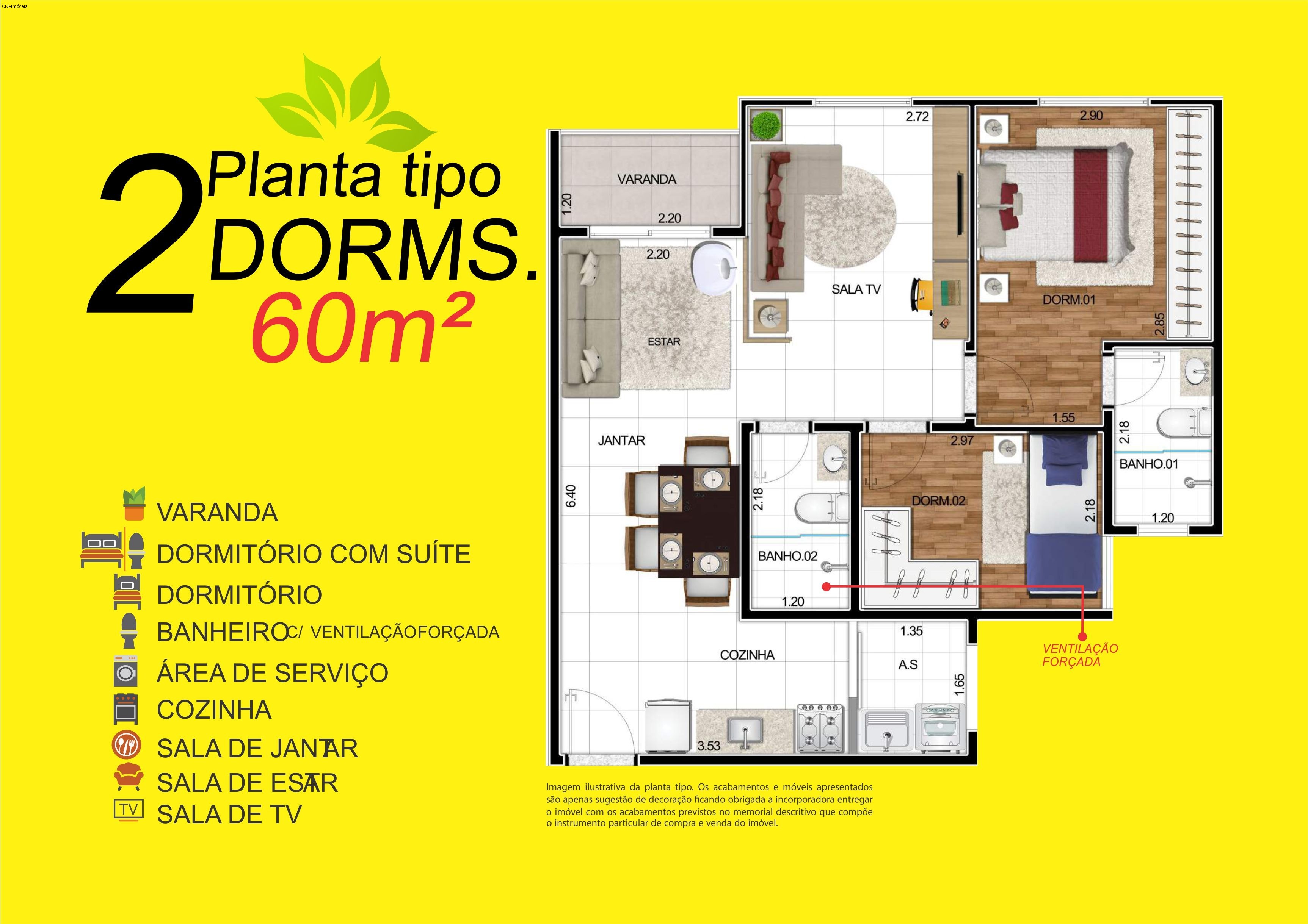 Apartamento à venda com 3 quartos, 60m² - Foto 4