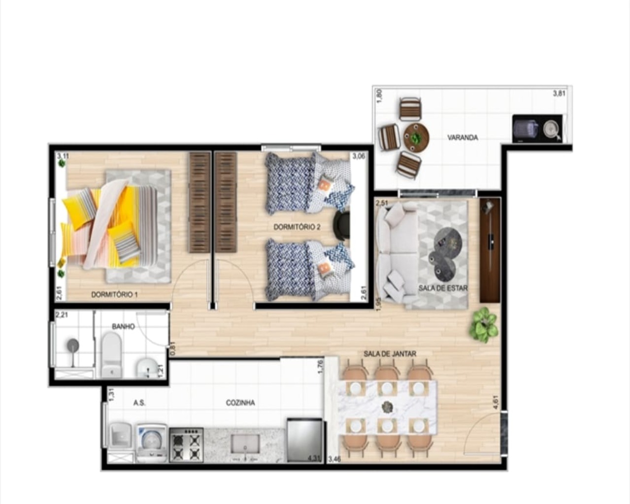 Apartamento à venda com 2 quartos, 54m² - Foto 1