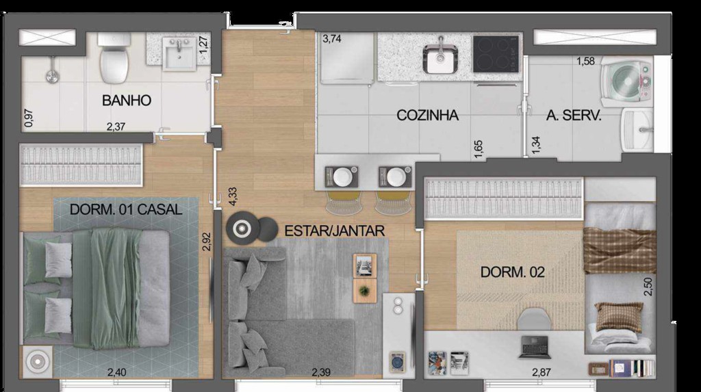 Apartamento à venda com 2 quartos, 39m² - Foto 15