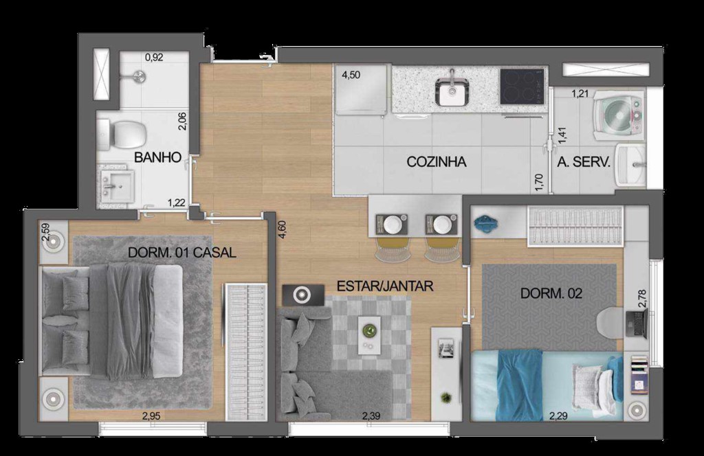 Apartamento à venda com 2 quartos, 39m² - Foto 13