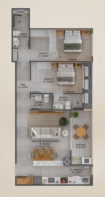 Apartamento à venda com 2 quartos, 84m² - Foto 14