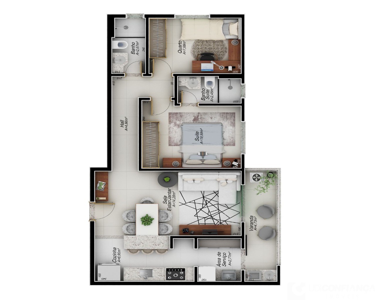 Apartamento à venda com 2 quartos, 56m² - Foto 3