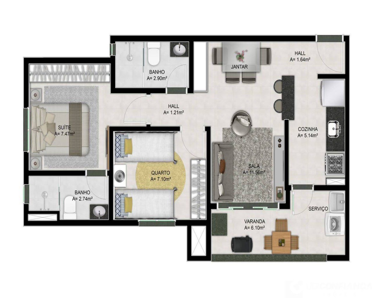 Apartamento à venda com 2 quartos, 102m² - Foto 10